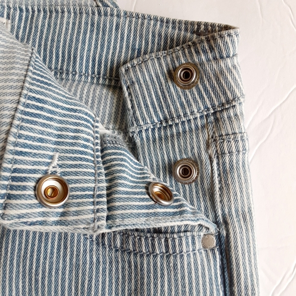 Jordache Girls Railroad Pin Stripe Roll Cuff Overall Blue//White Stripe